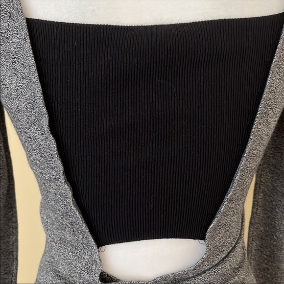 Charcoal gray bodycon dress with black color block back. - Picture 6 of 9